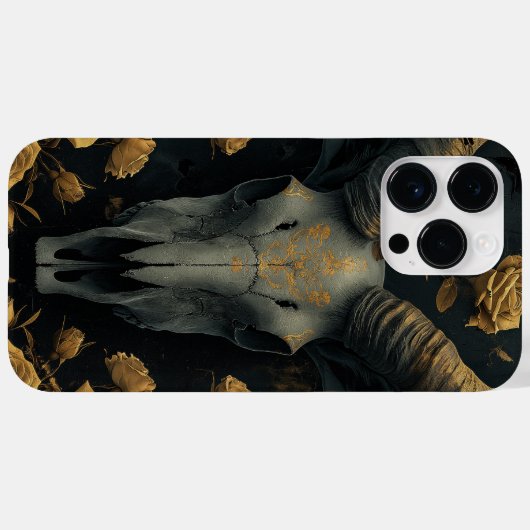 Golden Goat Skull and gold Roses Case-Mate iPhone Case (Achterkant (horizontaal))
