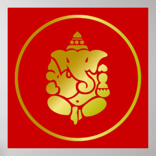 Golden God Ganesha Poster