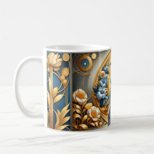 Golden Goddess in Art Nouveau Bloom Koffiemok (Links)
