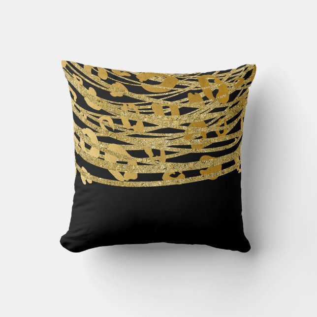 Golden Gold Black Leopard Cheetah Print Glam Kussen (Voorkant)