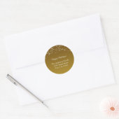 Golden Gold Glitter Vakantie Bruiloft Adresetikett Ronde Sticker (Envelop)