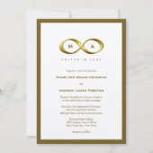 Golden Gold Infinity Hand Clasp Monogram Weddensch Kaart (Voorkant)