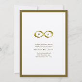 Golden Gold Infinity Hand Clasp Monogram Weddensch Kaart (Achterkant)