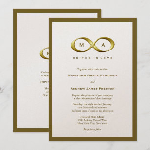Golden Gold Infinity Hand Clasp Monogram Weddensch Kaart