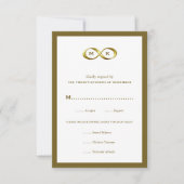 Golden Gold Infinity Hand Clasp Monogram Weddensch RSVP Kaartje (Voorkant)