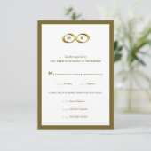 Golden Gold Infinity Hand Clasp Monogram Weddensch RSVP Kaartje (Staand voorkant)