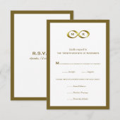 Golden Gold Infinity Hand Clasp Monogram Weddensch RSVP Kaartje (Voorkant / Achterkant)