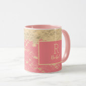 Golden Gold Pink Monogram Initialen Classy Mok (Voorkant rechts)