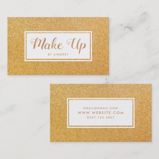 Golden Gold Sparkle Glitter make up Artist Visitekaartje (Voorkant / Achterkant)