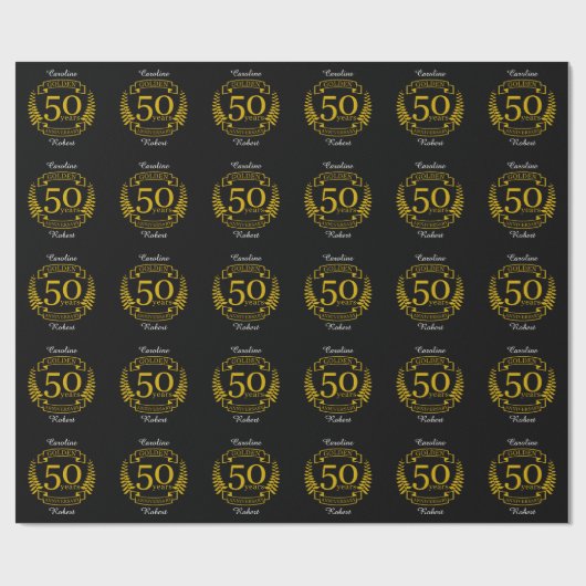 GOLDEN Golden 50 jaar Jubileum 50 jaar Cadeaupapier (Vlak)