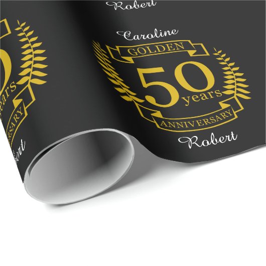 GOLDEN Golden 50 jaar Jubileum 50 jaar Cadeaupapier (Rol Hoek)