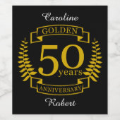 GOLDEN Golden 50 jaar Jubileum 50 jaar Wijn Etiket (Enkel label)