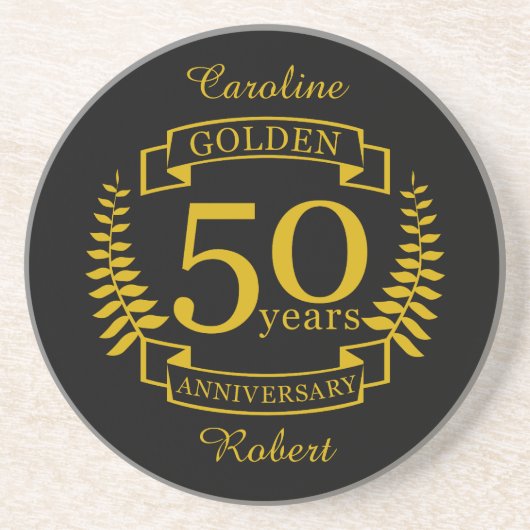 GOLDEN Golden 50 jaar Jubileum 50 jaar Zandsteen Onderzetter (Voorkant)