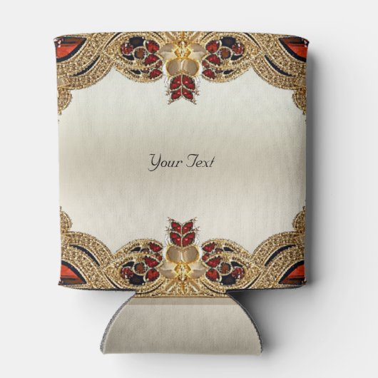 Golden Golden Flowers Red Edelsteen Koelbox Blikjeskoeler (Achterkant)