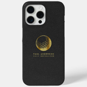 Golden Golf Ball Logo Elegant Golfer Monogram iPhone 15 Pro Max Hoesje