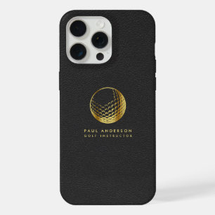 Golden Golf Ball Logo Elegant Golfer Monogram iPhone 15 Pro Max Case