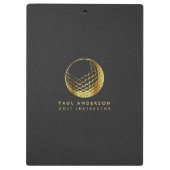 Golden Golf Ball Logo Elegant Golfer Monogram Klembord (Achterkant)