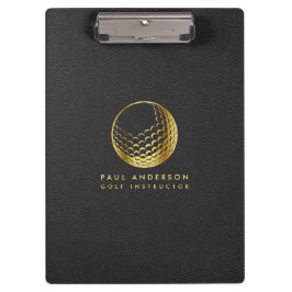 Golden Golf Ball Logo Elegant Golfer Monogram Klembord