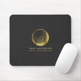 Golden Golf Ball Logo Elegant Golfer Monogram Muismat
