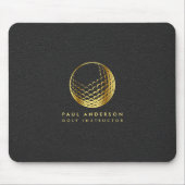 Golden Golf Ball Logo Elegant Golfer Monogram Muismat (Voorkant)