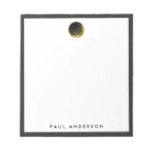 Golden Golf Ball Logo Elegant Golfer Monogram Notitieblok (Voorkant)