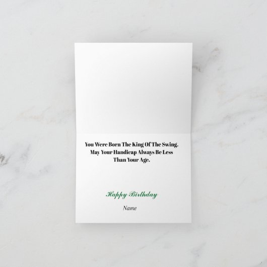 Golden Golf Crown Verjaardag Kaart (Binnen)