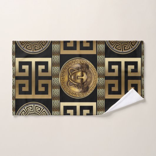 Golden Gorgon "Medusa" met Griekse Key Geometrisch Bad Handdoek (Handdoek)