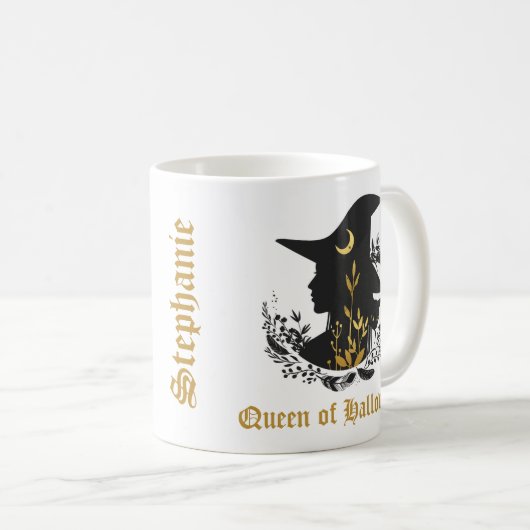 Golden Gothic Queen van Halloween Witch Cat Mok (Voorkant rechts)