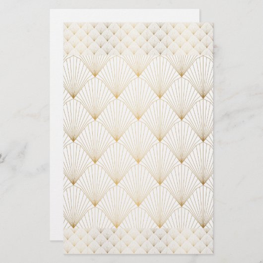 Golden, goud, elegant, , zacht, Art Deco Pat Briefpapier (Voorkant / Achterkant)