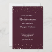 Golden Gown Burgundy Back Quinceanera Party 15th Kaart (Achterkant)