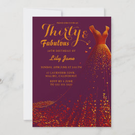 Golden Gown Glam 30e verjaardag uitnodiging