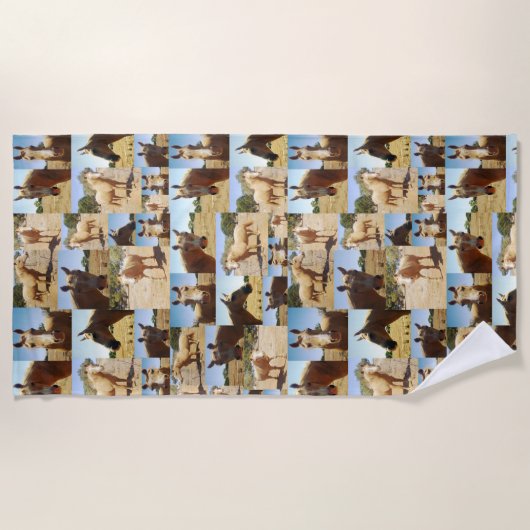 **"Golden Grace: A Palomino Photo Collage"** Strandlaken (Voorkant)