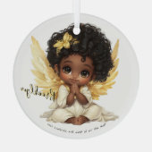 Golden Grace: A Prayerful Angel Child Glas Ornament (Achterkant)
