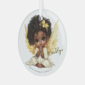 Golden Grace: A Prayerful Angel Child Glas Ornament (Voorkant links)