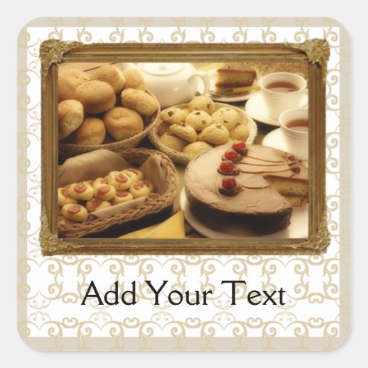 Golden Grace Desserts Vierkante Sticker (Voorkant)