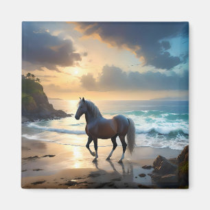Golden Grace: een Palomino paard op de Sunset Shor Magneet
