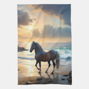 Golden Grace: een Palomino paard op de Sunset Shor Theedoek