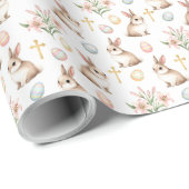 Golden Grace – Watercolor Easter Bunny Seamless Cadeaupapier (Rol Hoek)