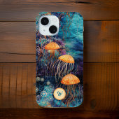 Golden Gracef Jellyfish in Ocean w Monogram Initia Case-Mate iPhone Case