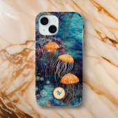 Golden Gracef Jellyfish in Ocean w Monogram Initia Case-Mate iPhone Case