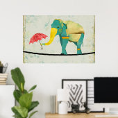 Golden Graceful Elephant Art Poster (Thuiskantoor)