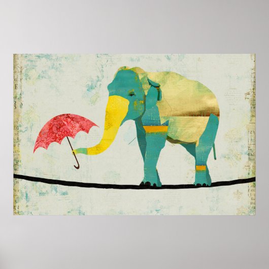 Golden Graceful Elephant Art Poster (Voorkant)