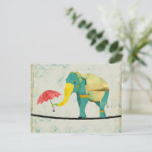 Golden Graceful Elephant Briefkaart (Staand voorkant)