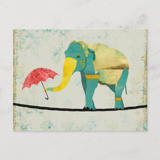 Golden Graceful Elephant Briefkaart (Voorkant)