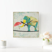 Golden Graceful Elephant Clock Vierkante Klok (Huis)