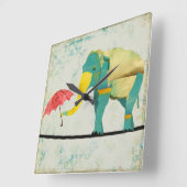 Golden Graceful Elephant Clock Vierkante Klok (Hoek)