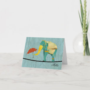 Golden Graceful Elephant Personalized Notecard Notitiekaartje