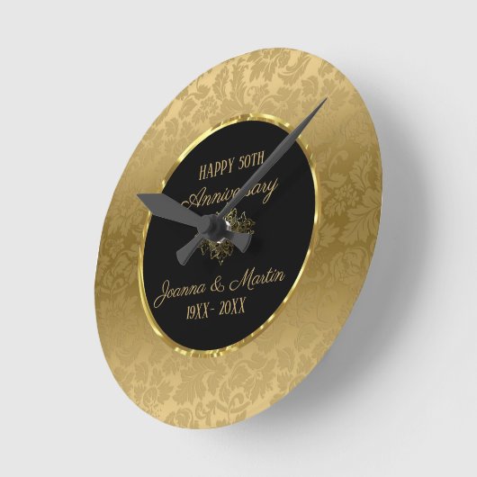 Golden Gradient Damask Pattern Jubileum Ronde Klok (Hoek)