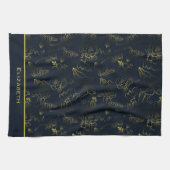 Golden gradiënt florale patroon, gepersonaliseerde theedoek (Horizontaal)