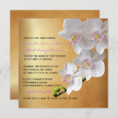 Golden gradiënt Glow White Orchids Wedding Invites Kaart (Voorkant / Achterkant)